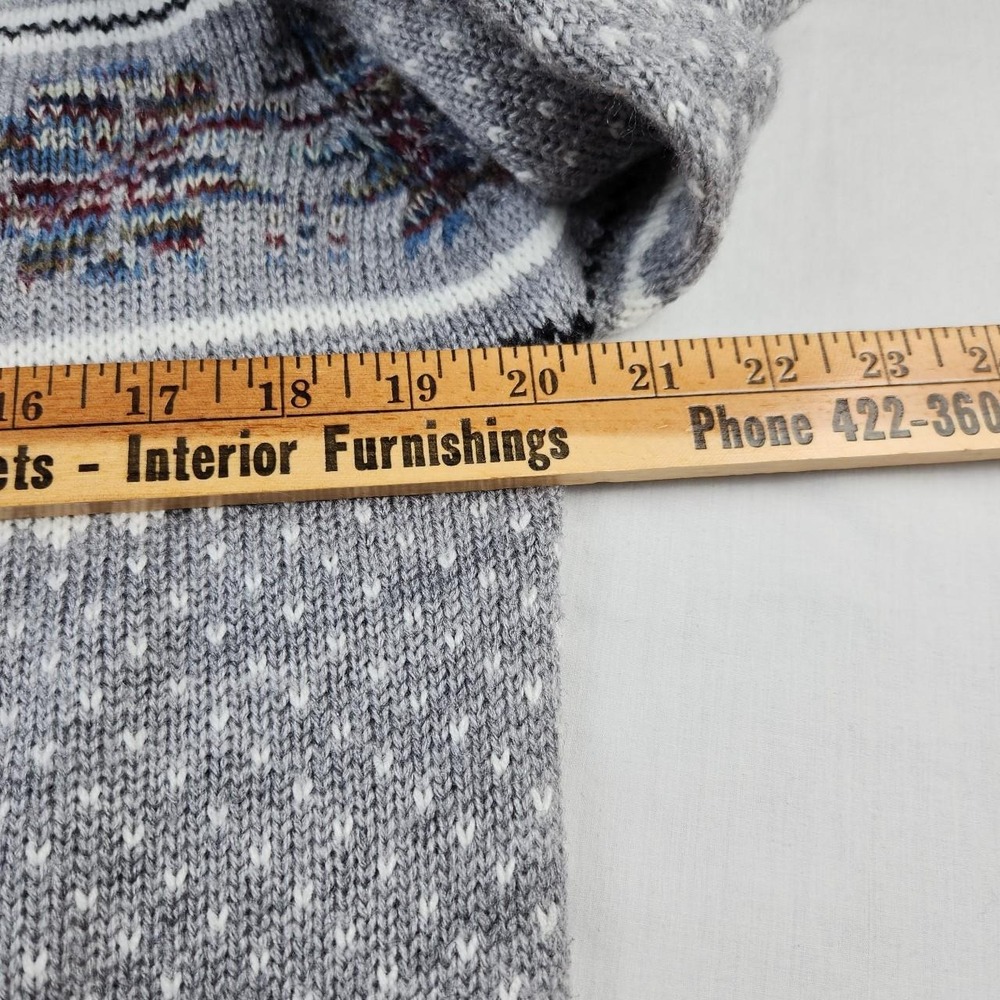 South Channel Vintage 90s Mens Acrylic Sweater Geometric Snowflake Grey Large - Picture 4 of 6